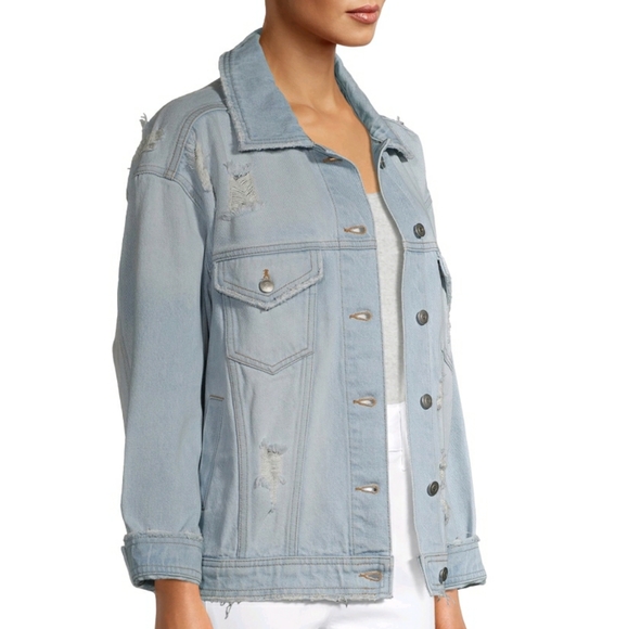 No Boundaries Distressed Jean Jacket - Picture 2 of 10